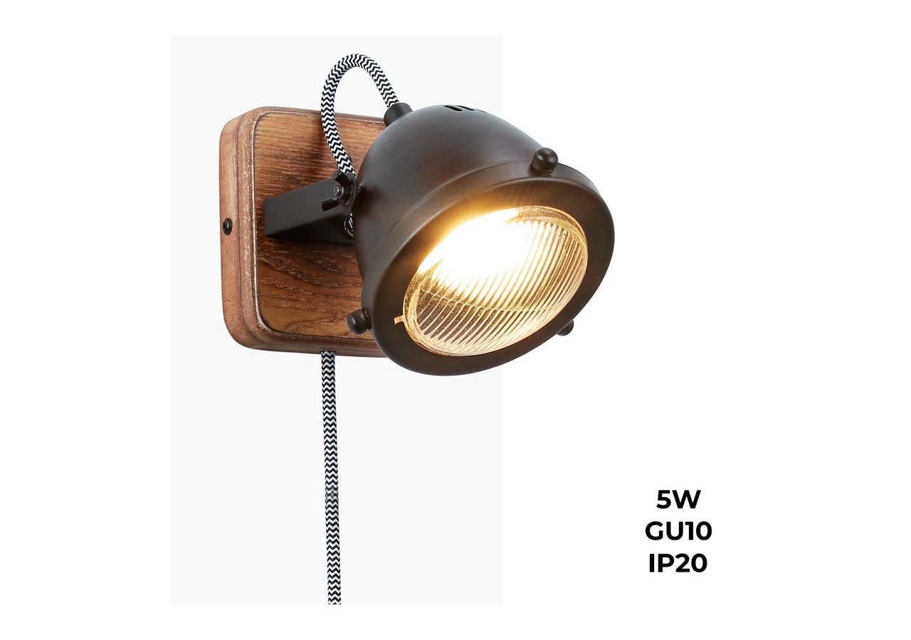 Applique murale avec prise et interrupteur "MOTT" - LV140-N-EU - Barcelona LED