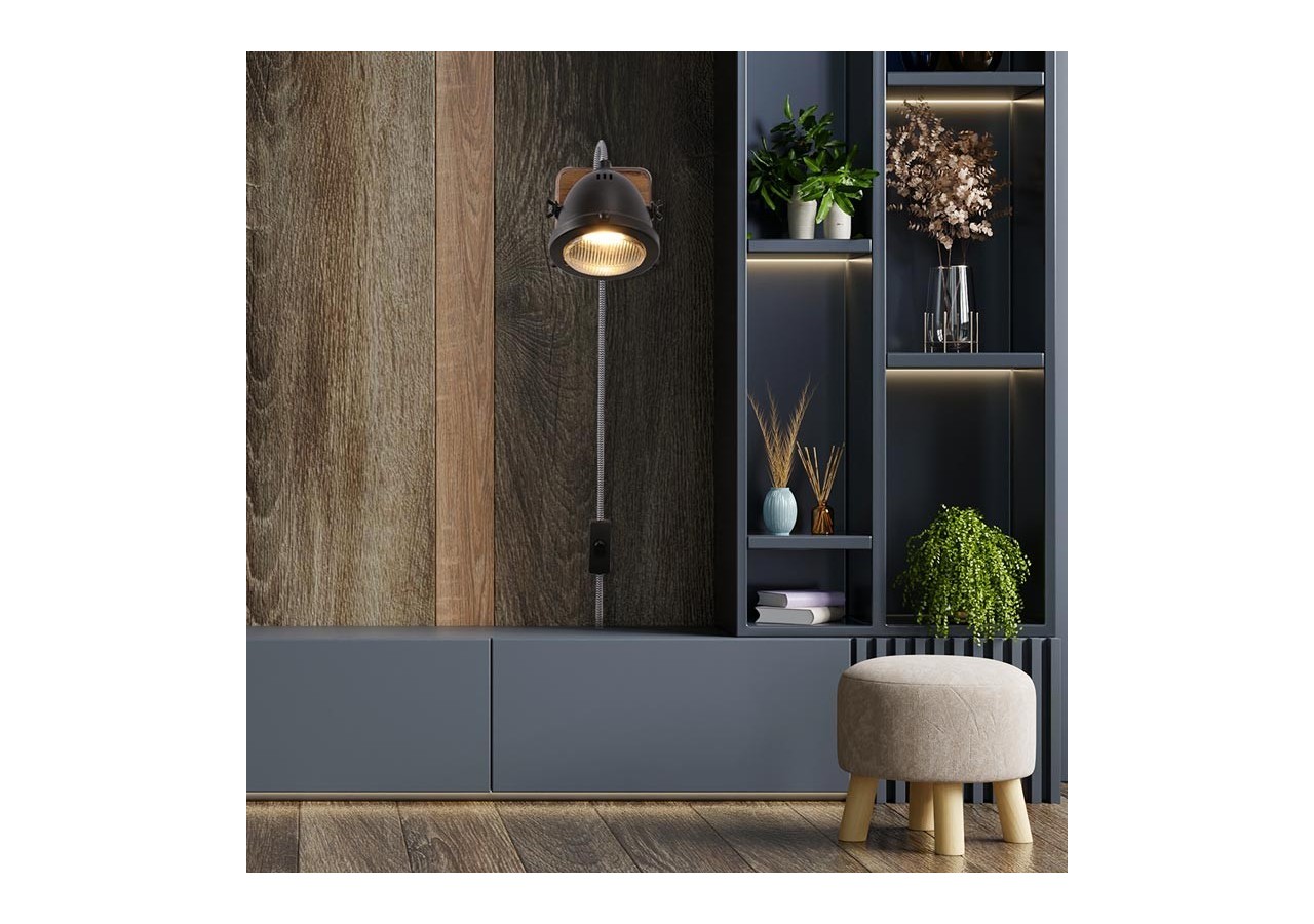 Applique murale avec prise et interrupteur "MOTT" - LV140-N-EU - Barcelona LED