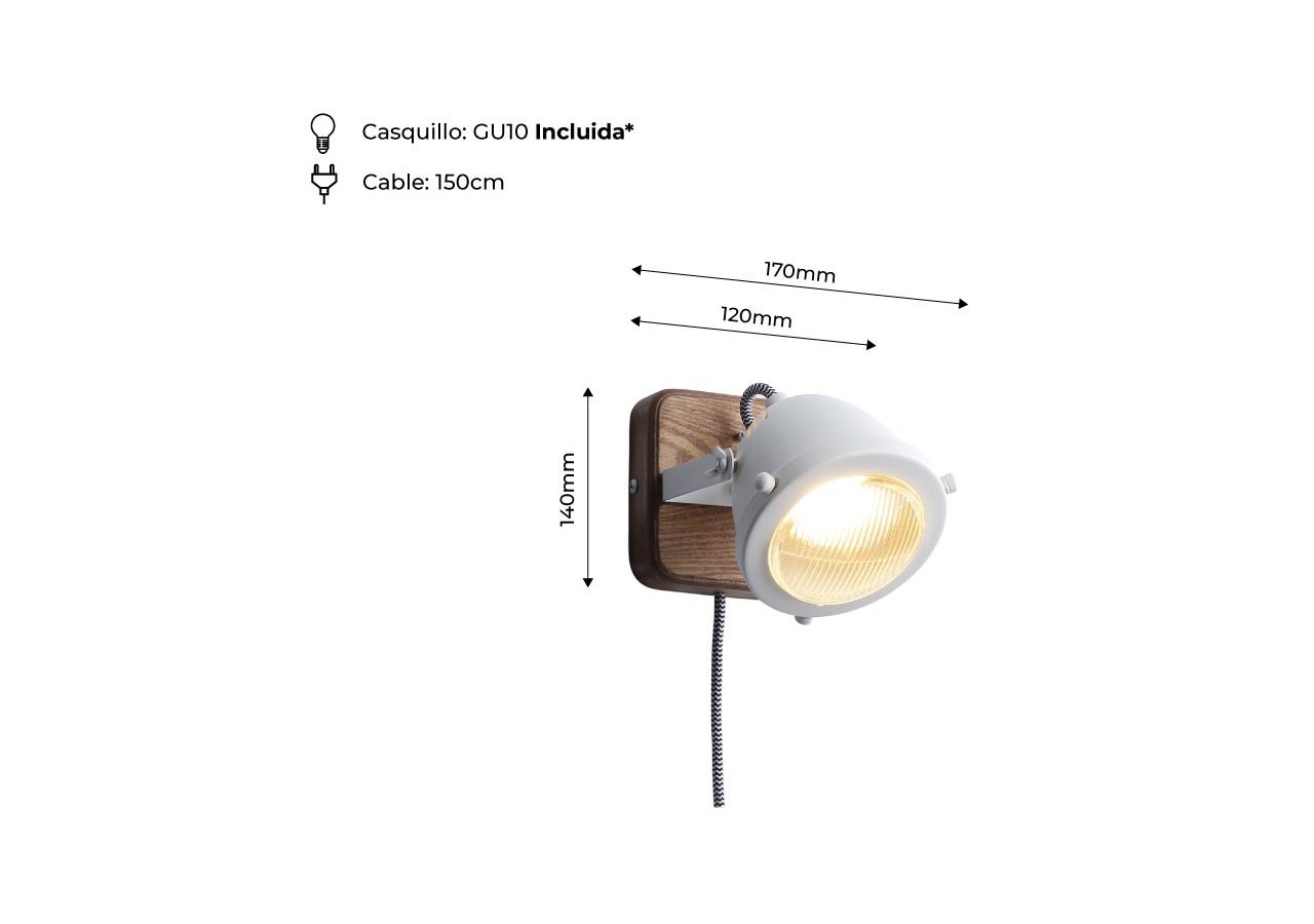 Applique murale avec prise et interrupteur "MOTT" - LV140-B-EU - Barcelona LED