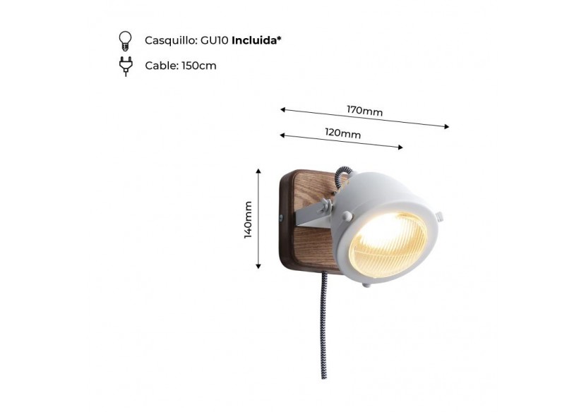 Applique murale avec prise et interrupteur "MOTT" - LV140-B-EU - Barcelona LED Applique murale avec prise et interrupteur "MOTT" - LV140-B-EU - Barcelona LED