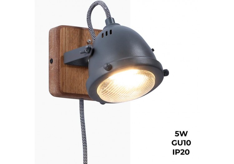 Applique murale avec prise et interrupteur "MOTT" - LV140-G-EU - Barcelona LED