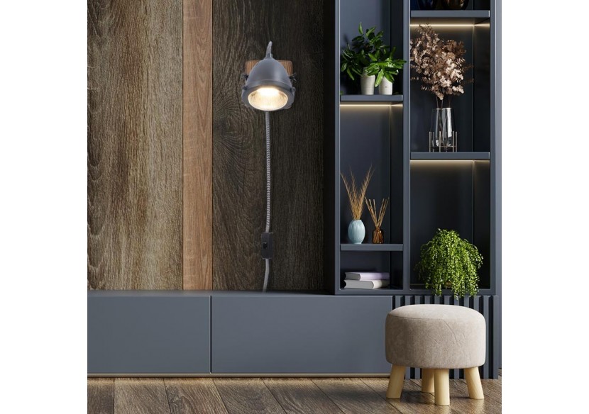 Applique murale avec prise et interrupteur "MOTT" - LV140-G-EU - Barcelona LED Applique murale avec prise et interrupteur "MOTT" - LV140-G-EU - Barcelona LED