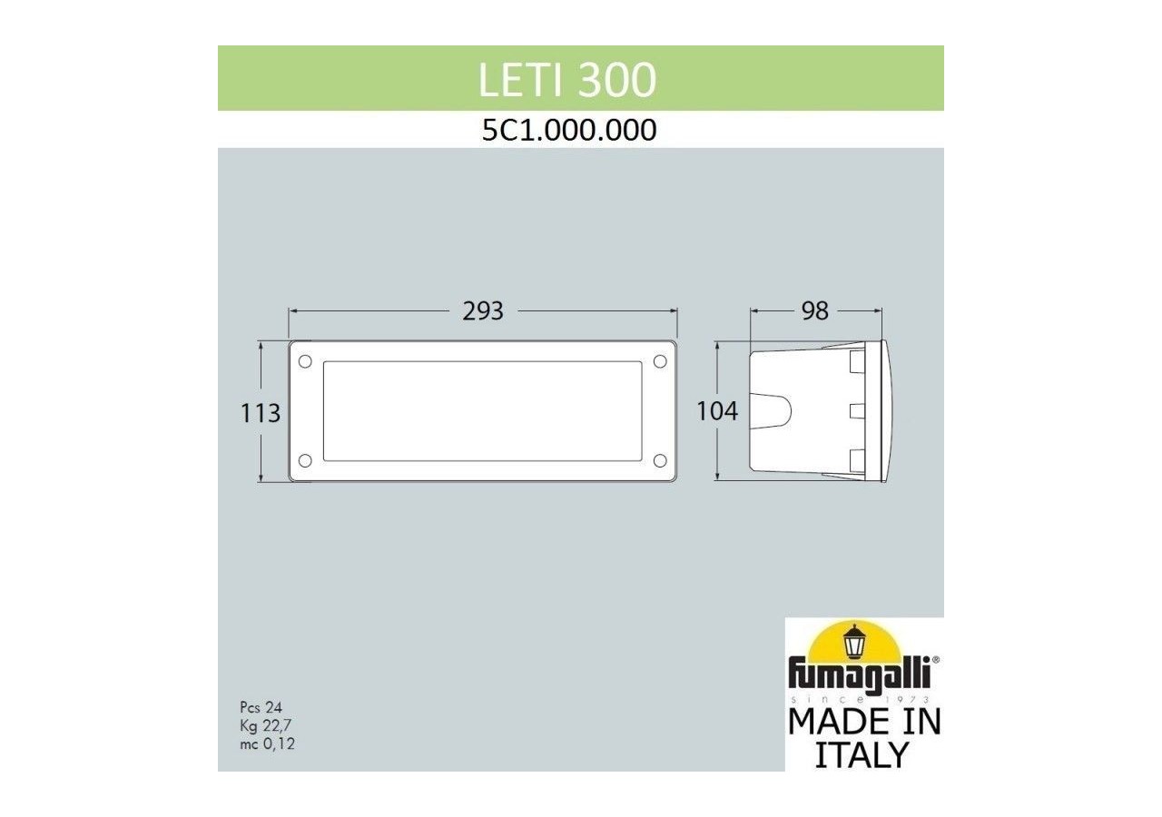 Balise LED encastrable Fumagalli LETI 300 E27 6W - 5C1.000.000.LYE27 - Barcelona LED