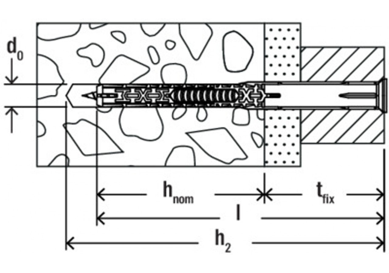 Cheville rallongée DuoXpand avec vis à tête fraisée en acier électrozingué 10x160 T - Boite de 50