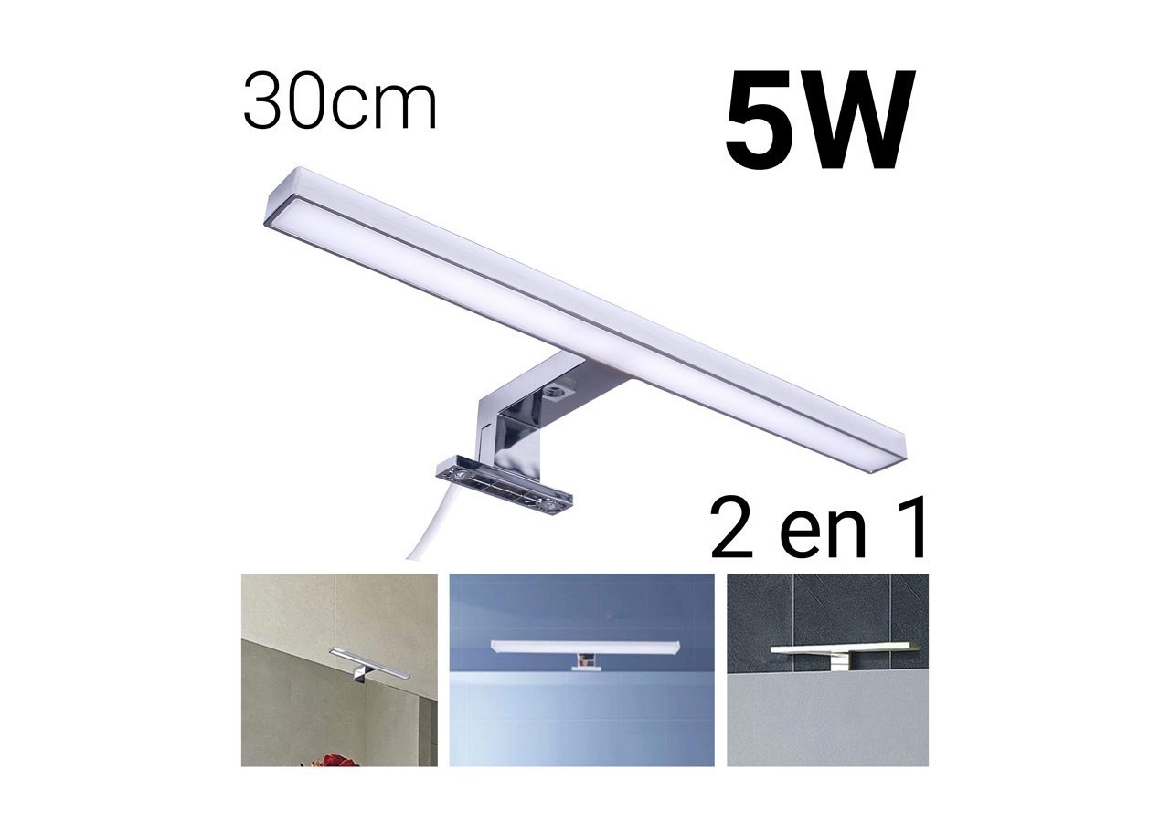 Applique miroir LED 30cm 5W | Montage miroir et armoire - LE204-BN - Barcelona LED