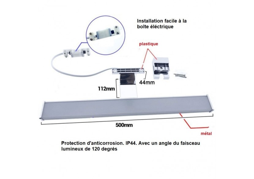 Applique miroir LED 30cm 5W | Montage miroir et armoire - LE204-BN - Barcelona LED
