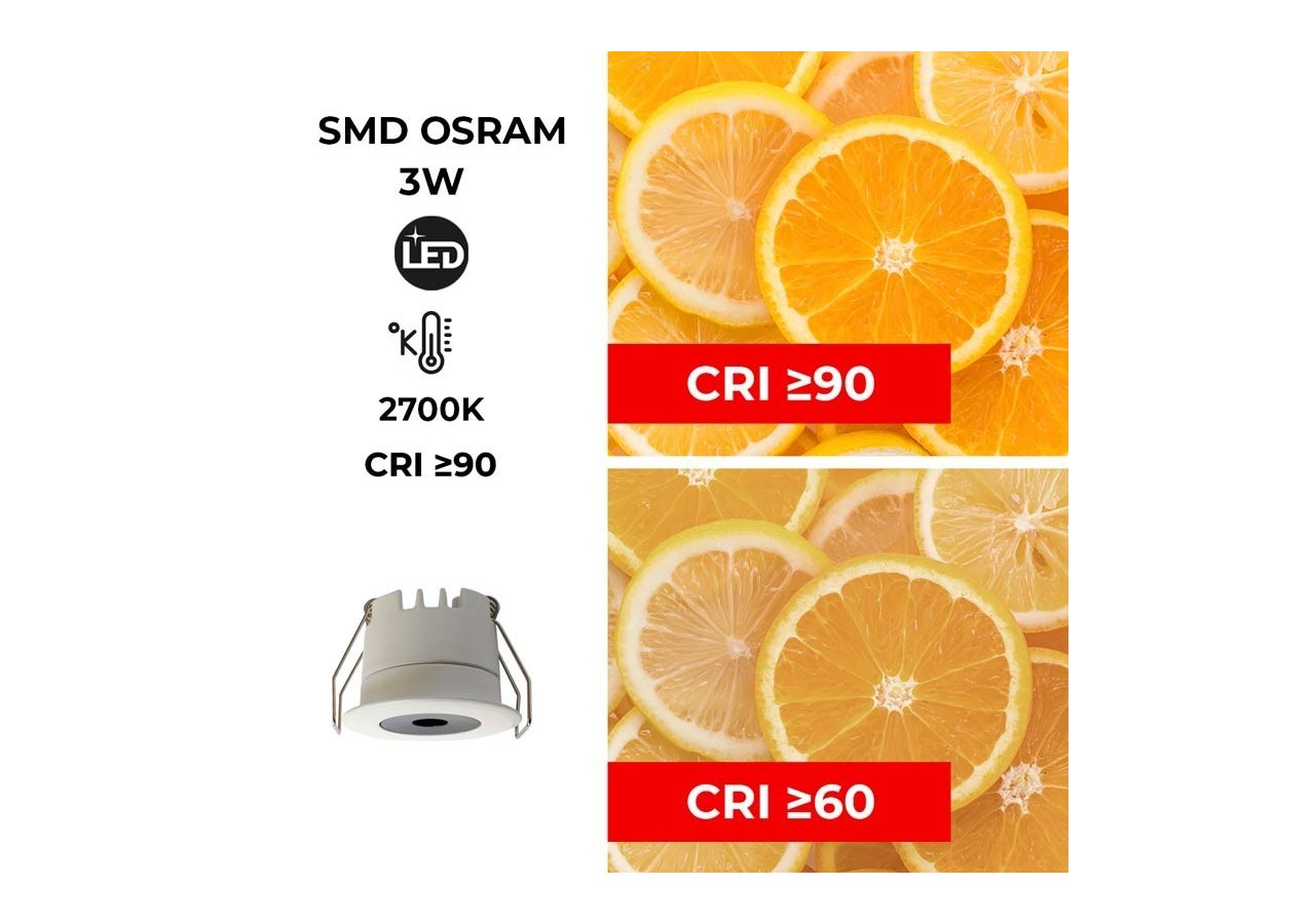 Mini spot LED encastrable 3W faible UGR 40x32,1mm - B1251-B-270 - Barcelona LED
