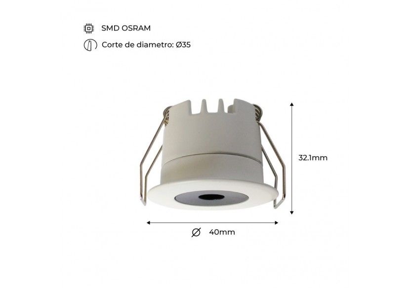 Mini spot LED encastrable 3W faible UGR 40x32,1mm - B1251-B-270 - Barcelona LED