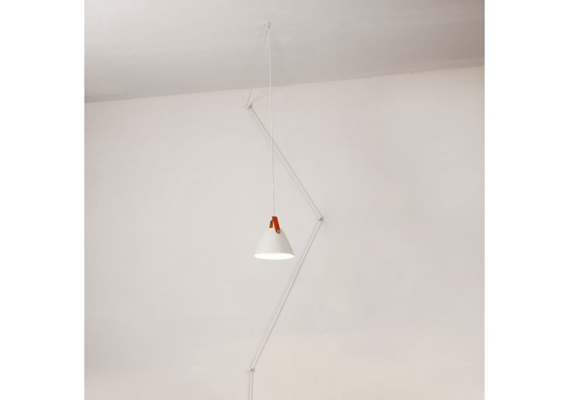 Suspension "Sam" avec prise et interrupteur et finition cuir - L3056-B - Barcelona LED