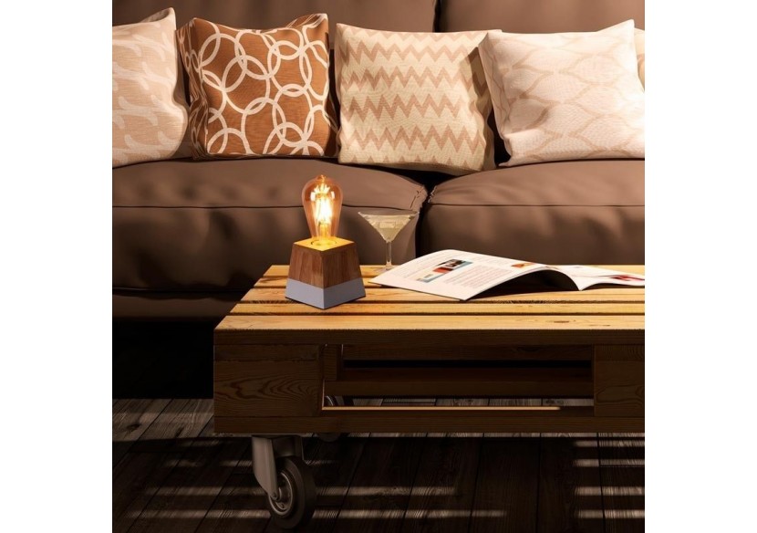 Lampe de table en bois "LAKA" - LN1701-B - Barcelona LED