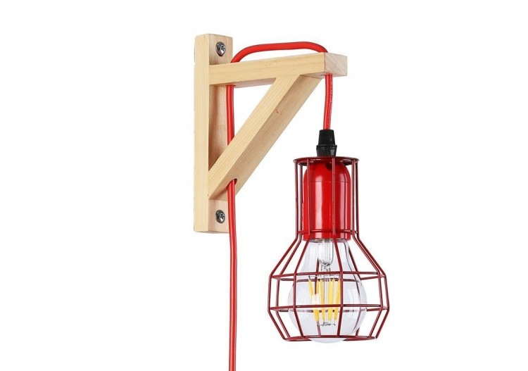 Applique murale en bois et cage "MICA" avec ampoule de 4W 2000K - LN124-R - Barcelona LED