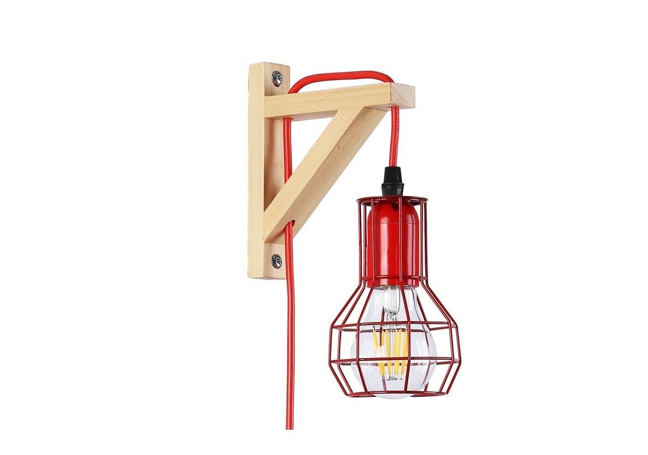 Applique murale en bois et cage "MICA" avec ampoule de 4W 2000K - LN124-R - Barcelona LED