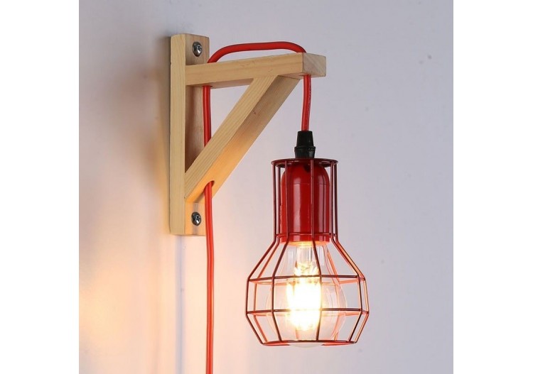 Applique murale en bois et cage "MICA" avec ampoule de 4W 2000K - LN124-R - Barcelona LED 2