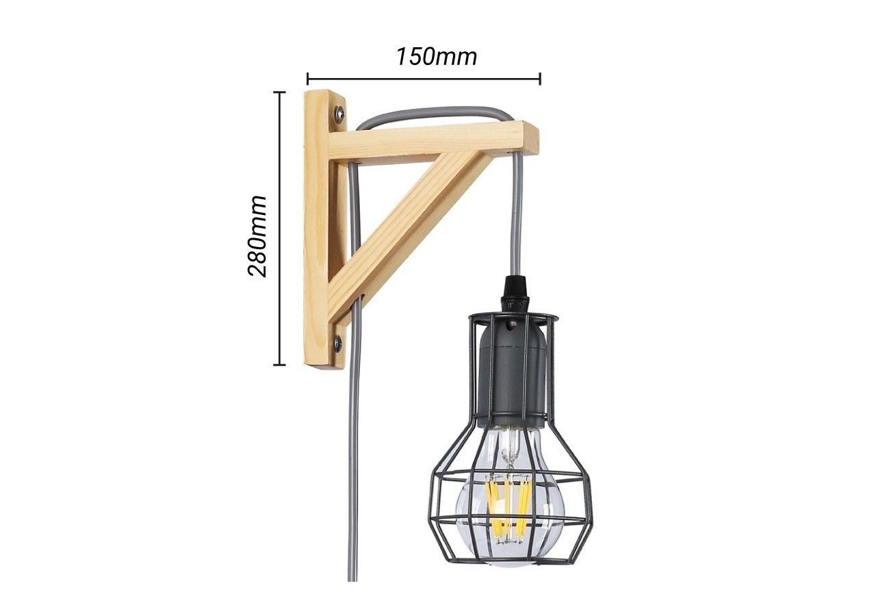 Applique murale en bois et cage "MICA" avec ampoule de 4W 2000K - LN124-R - Barcelona LED