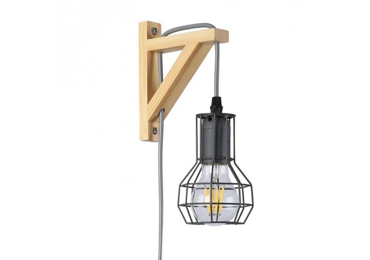 Applique murale en bois et cage "MICA" avec ampoule de 4W 2000K - LN124-G - Barcelona LED