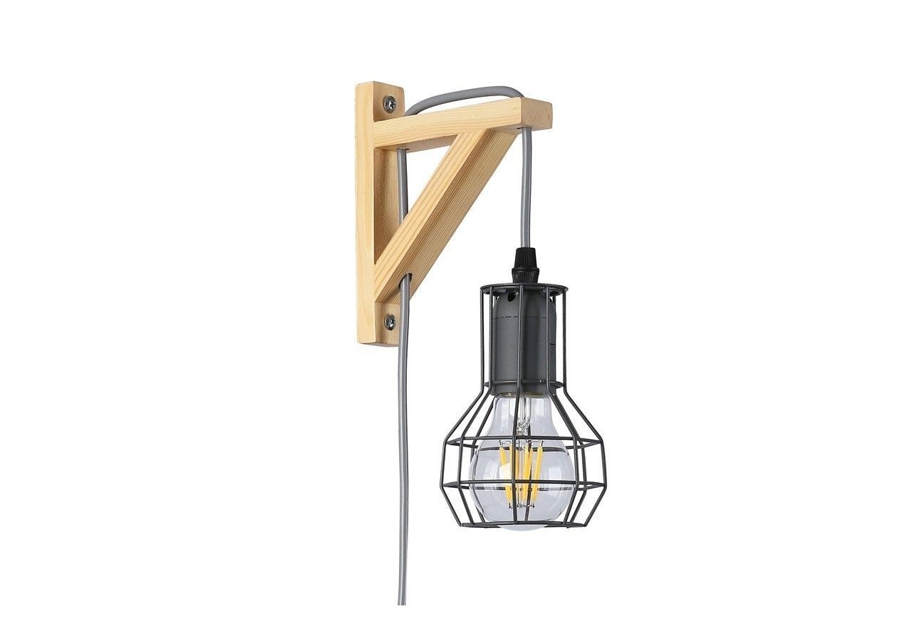 Applique murale en bois et cage "MICA" avec ampoule de 4W 2000K - LN124-G - Barcelona LED