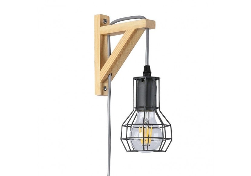 Applique murale en bois et cage "MICA" avec ampoule de 4W 2000K - LN124-G - Barcelona LED