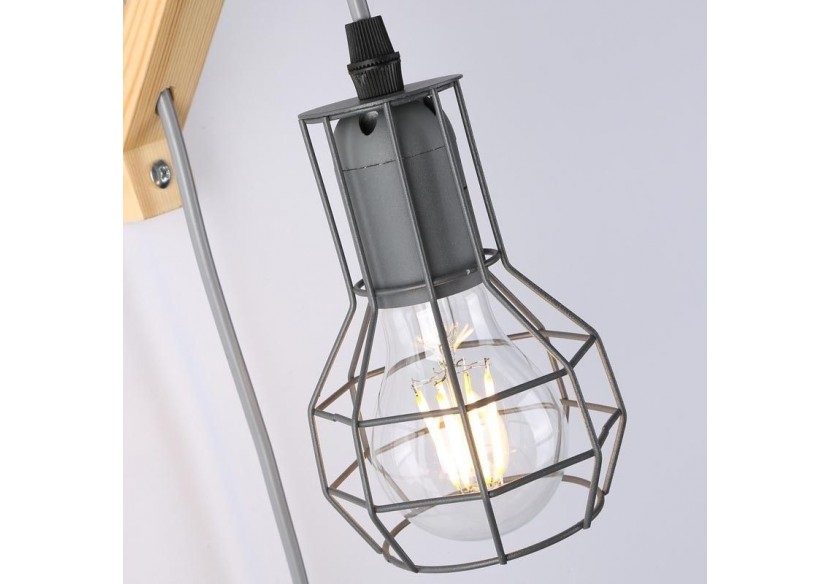 Applique murale en bois et cage "MICA" avec ampoule de 4W 2000K - LN124-G - Barcelona LED