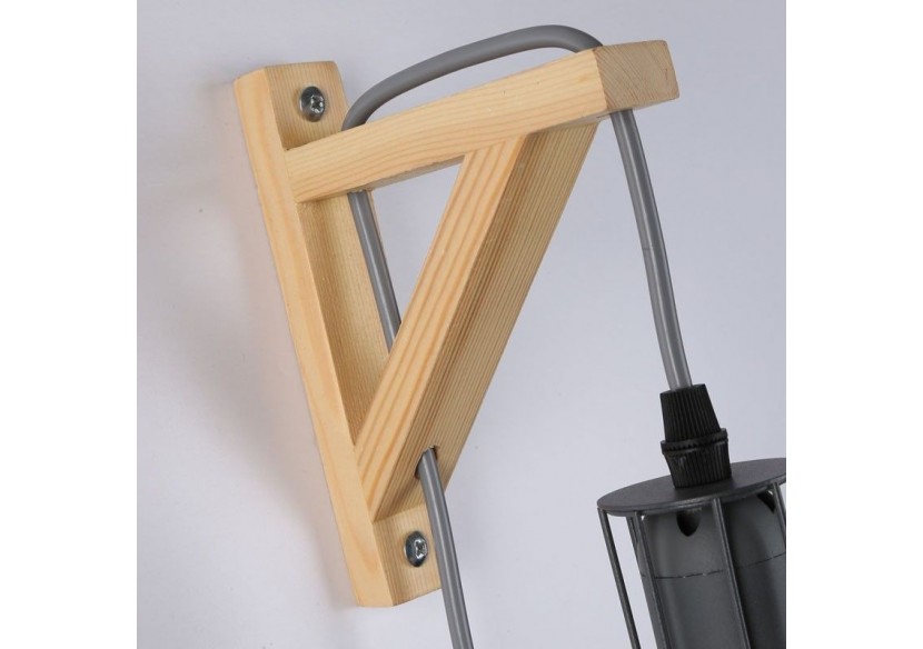 Applique murale en bois et cage "MICA" avec ampoule de 4W 2000K - LN124-G - Barcelona LED