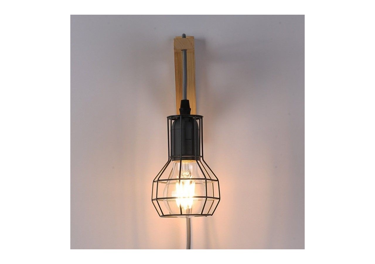 Applique murale en bois et cage "MICA" avec ampoule de 4W 2000K - LN124-G - Barcelona LED