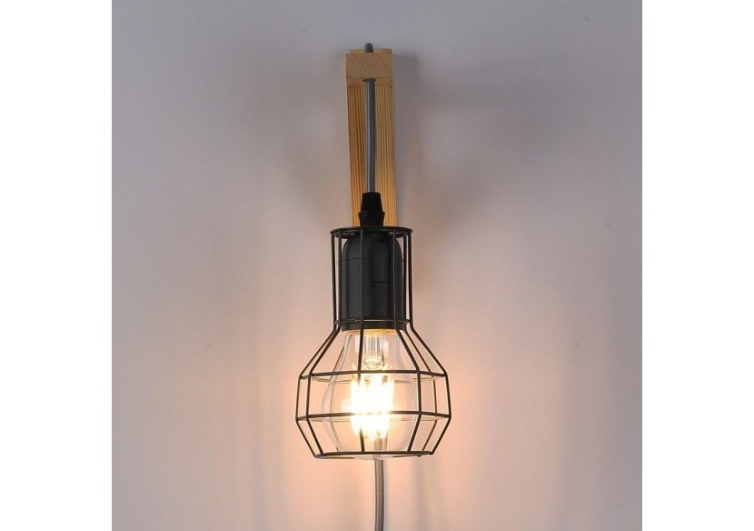 Applique murale en bois et cage "MICA" avec ampoule de 4W 2000K - LN124-G - Barcelona LED