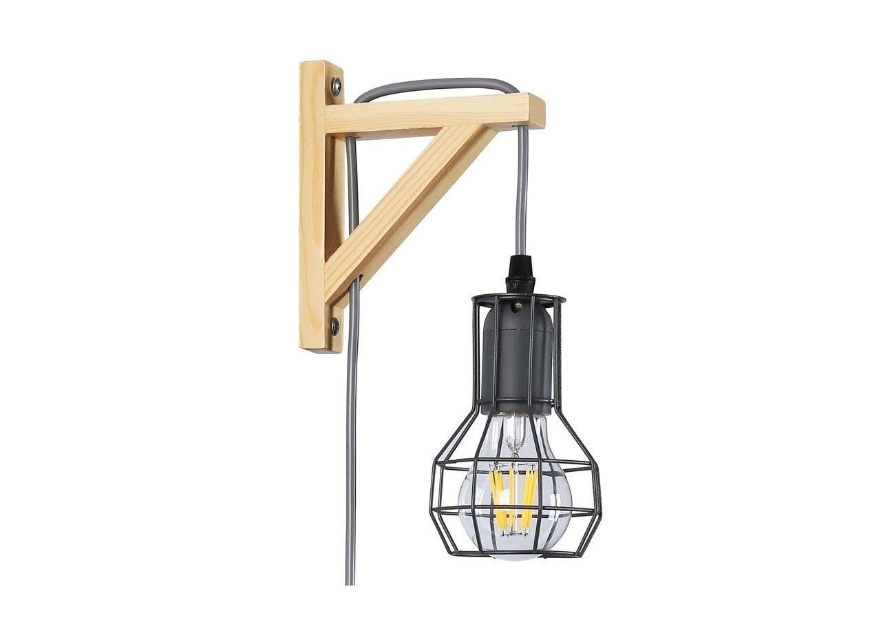 Applique murale en bois et cage "MICA" avec ampoule de 4W 2000K - LN124-G - Barcelona LED