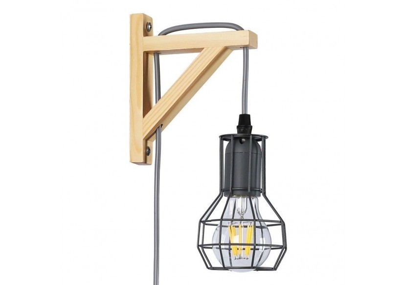 Applique murale en bois et cage "MICA" avec ampoule de 4W 2000K - LN124-G - Barcelona LED