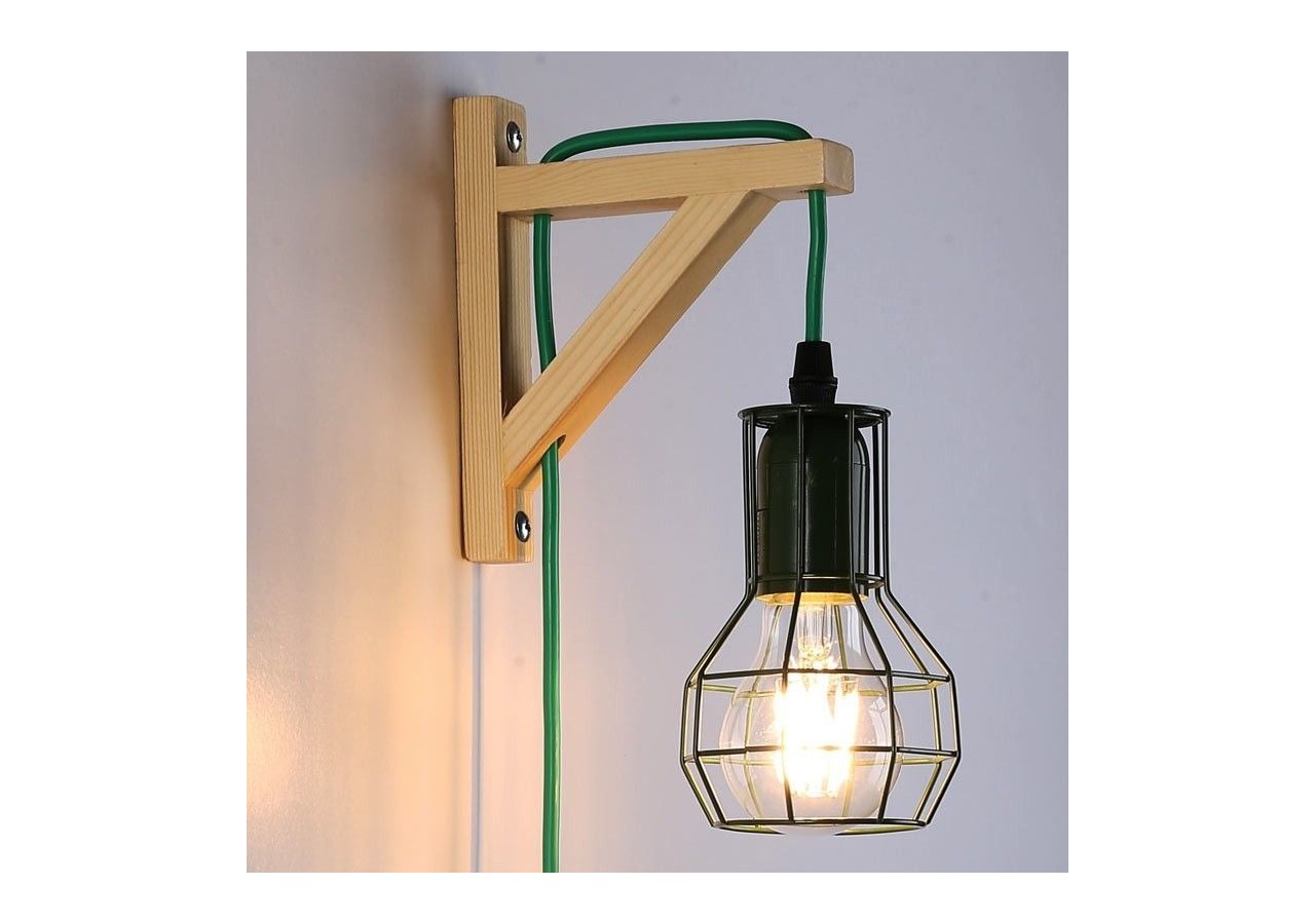 Applique murale en bois et cage "MICA" avec ampoule de 4W 2000K - LN124-V - Barcelona LED