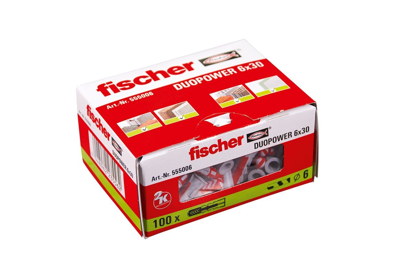 Cheville bi-matière DuoPower 6 x 30 sans vis Boite de 100
