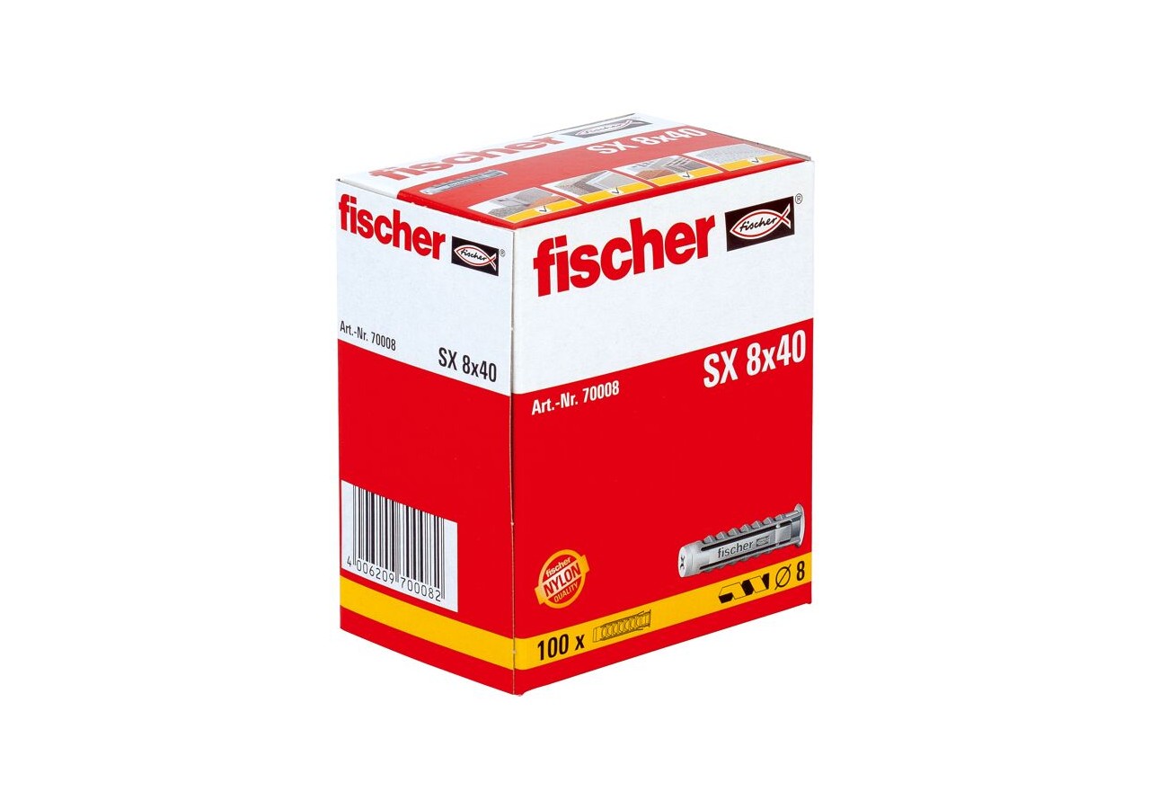 Cheville nylon avec collerette SX8 Boite de 100