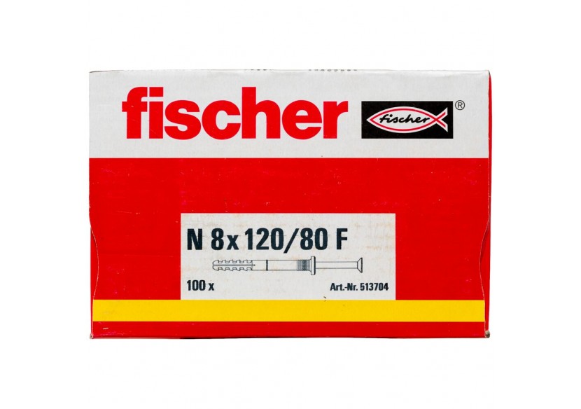 Cheville à frapper avec collerette épaisse et clou tête fraisée N 8 x 120/80 F