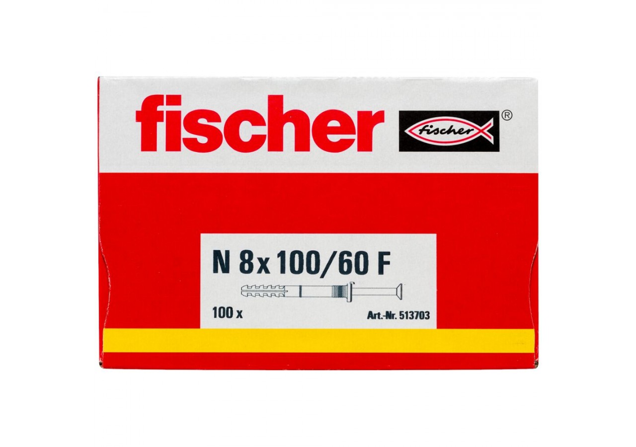 Cheville à frapper avec collerette épaisse et clou tête fraisée N 8 x 100/60 F