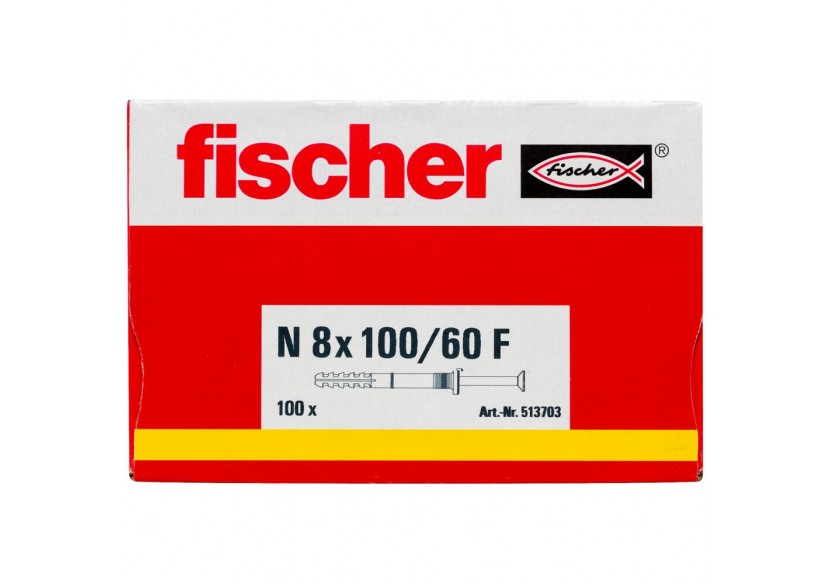 Cheville à frapper avec collerette épaisse et clou tête fraisée N 8 x 100/60 F