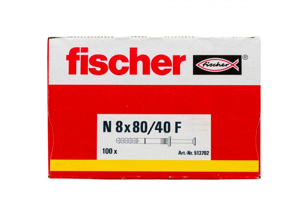 Cheville à frapper avec collerette épaisse et clou tête fraisée N 8 x 80/40 F