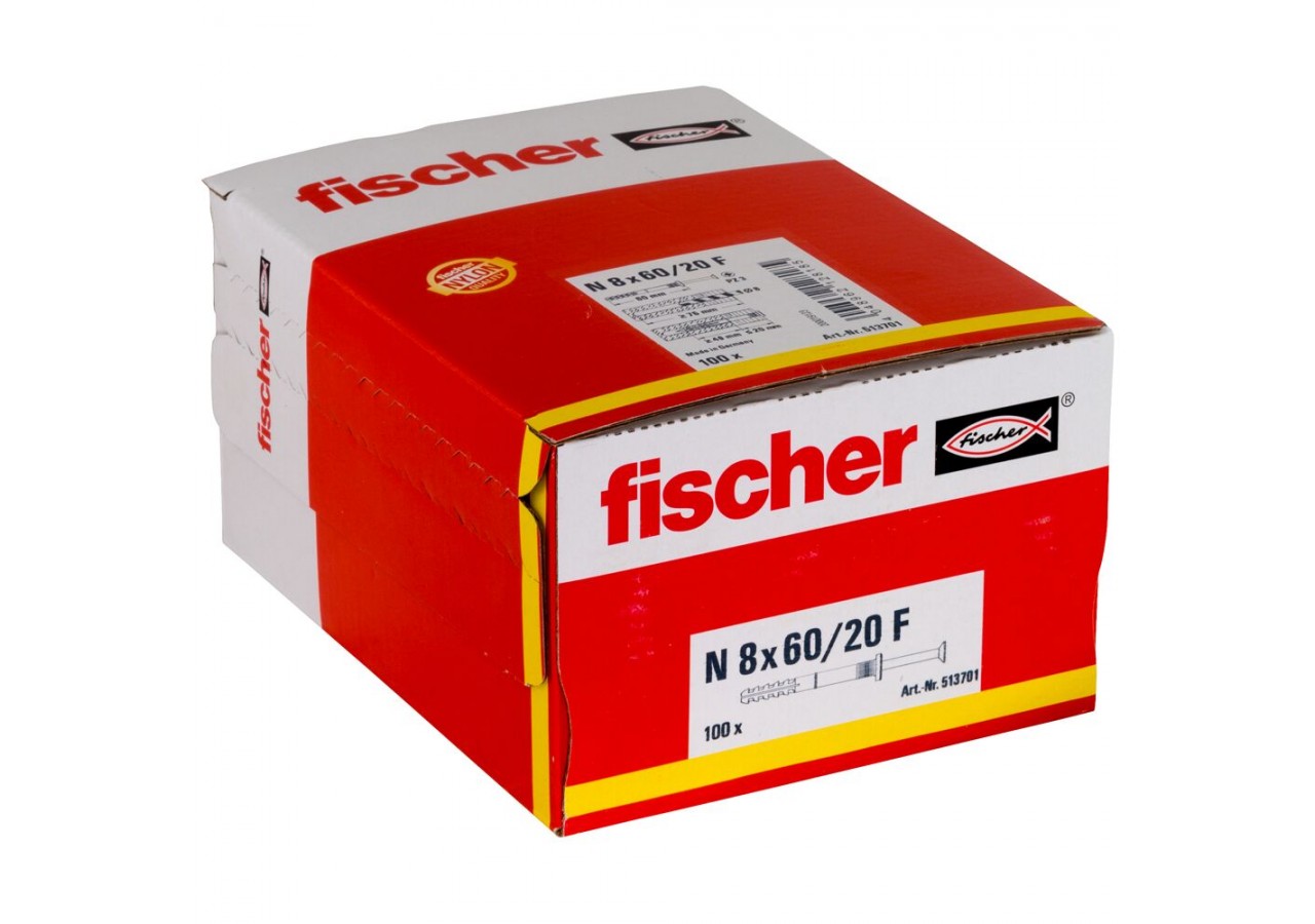 Cheville à frapper avec collerette épaisse et clou tête fraisée N 8 x 60/20 F