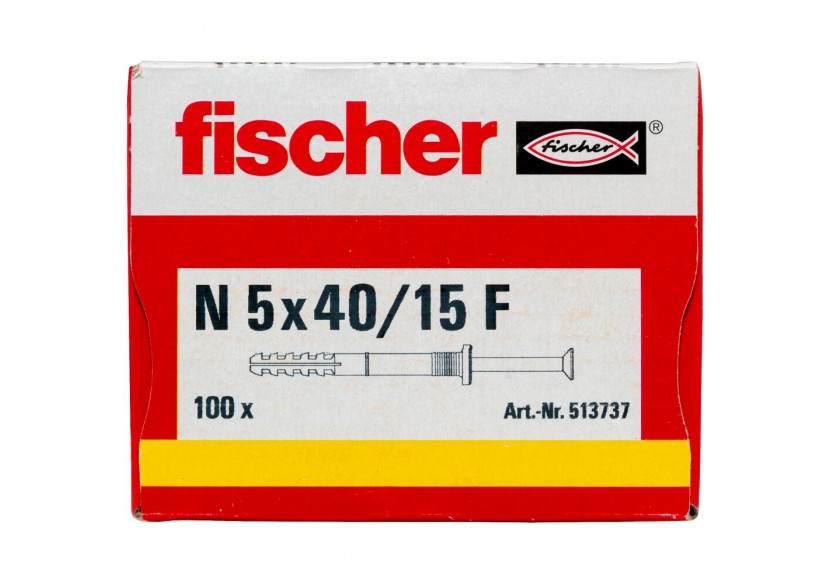 Cheville à frapper avec collerette épaisse et clou tête fraisée N 5 x 40/15 F