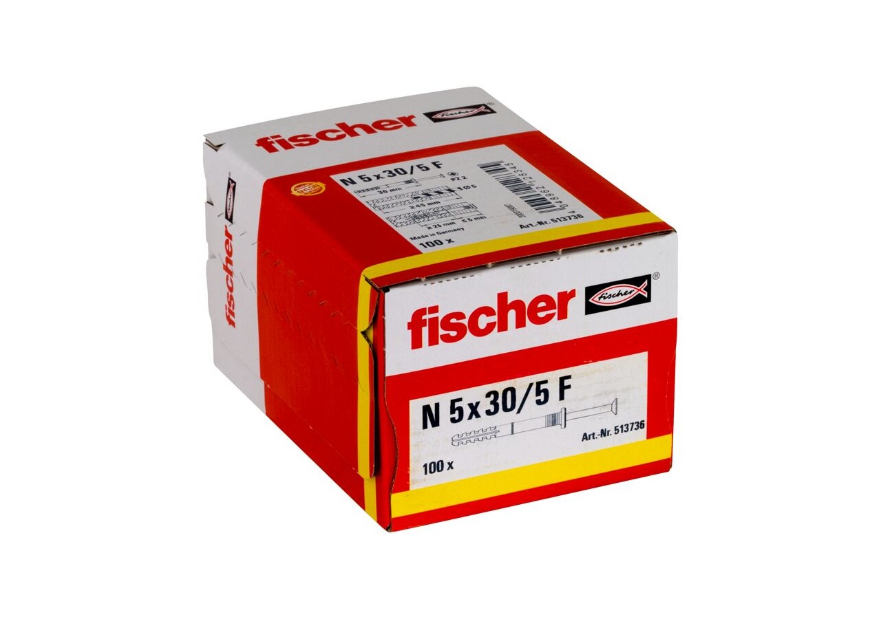 Cheville à frapper avec collerette épaisse et clou tête fraisée N 5 x 30/5 F