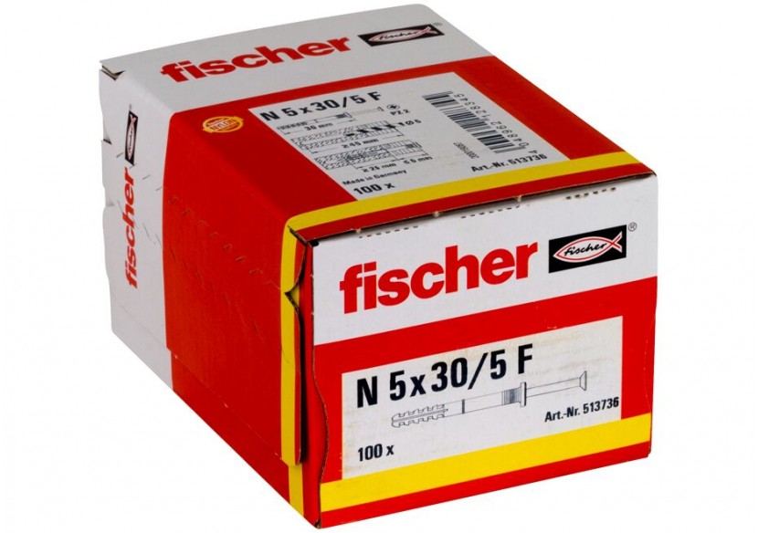 Cheville à frapper avec collerette épaisse et clou tête fraisée N 5 x 30/5 F