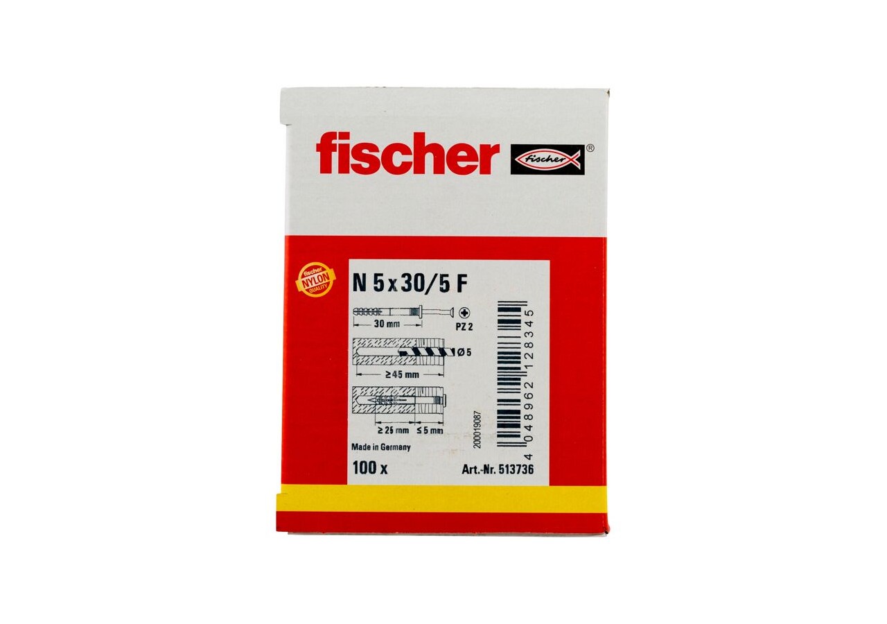 Cheville à frapper avec collerette épaisse et clou tête fraisée N 5 x 30/5 F