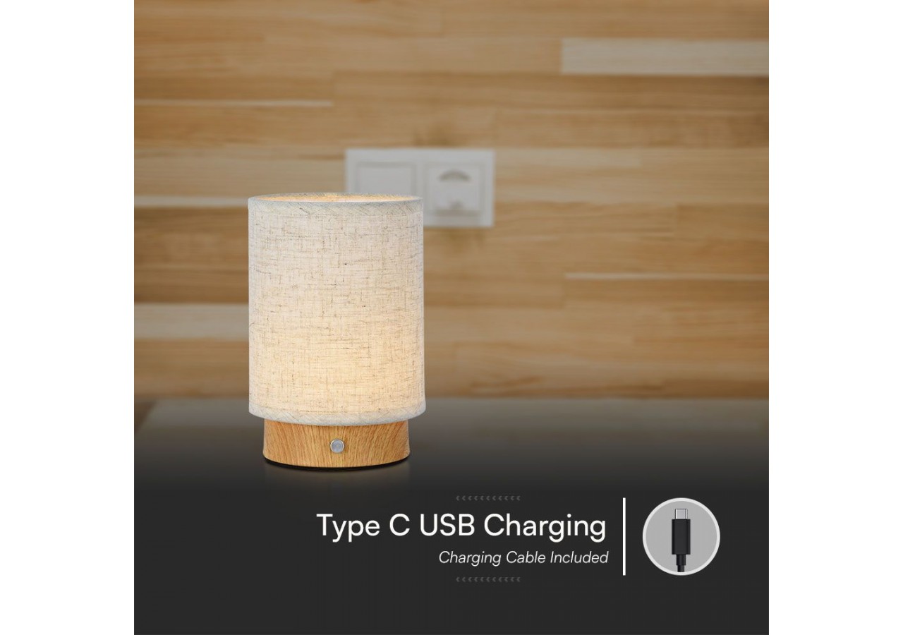 Lampe à poser d'intérieur sur batterie effet toile de jute 3w