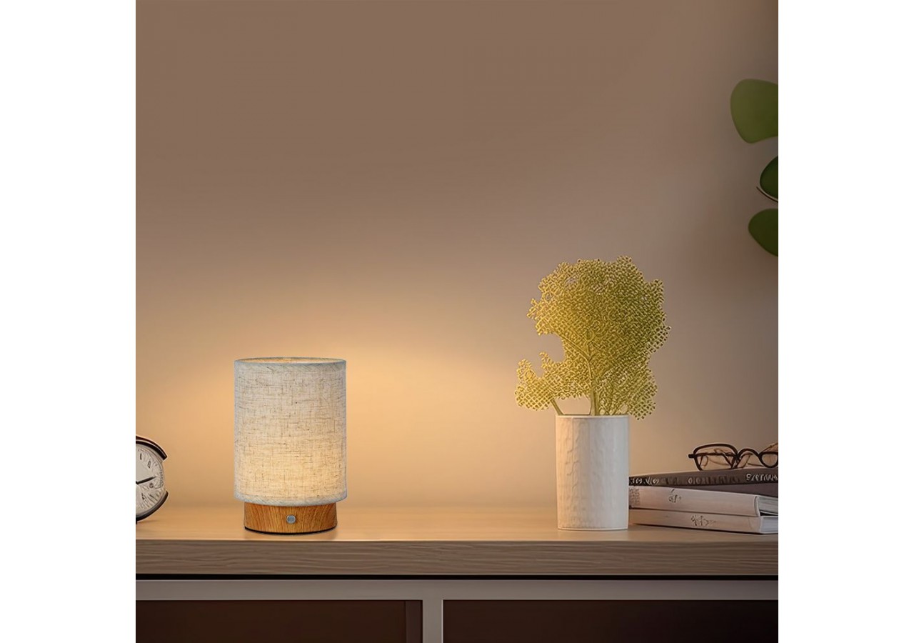 Lampe à poser d'intérieur sur batterie effet toile de jute 3w