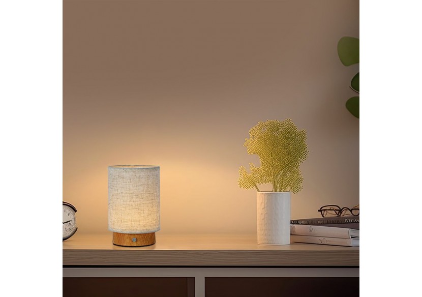 Lampe à poser d'intérieur sur batterie effet toile de jute 3w