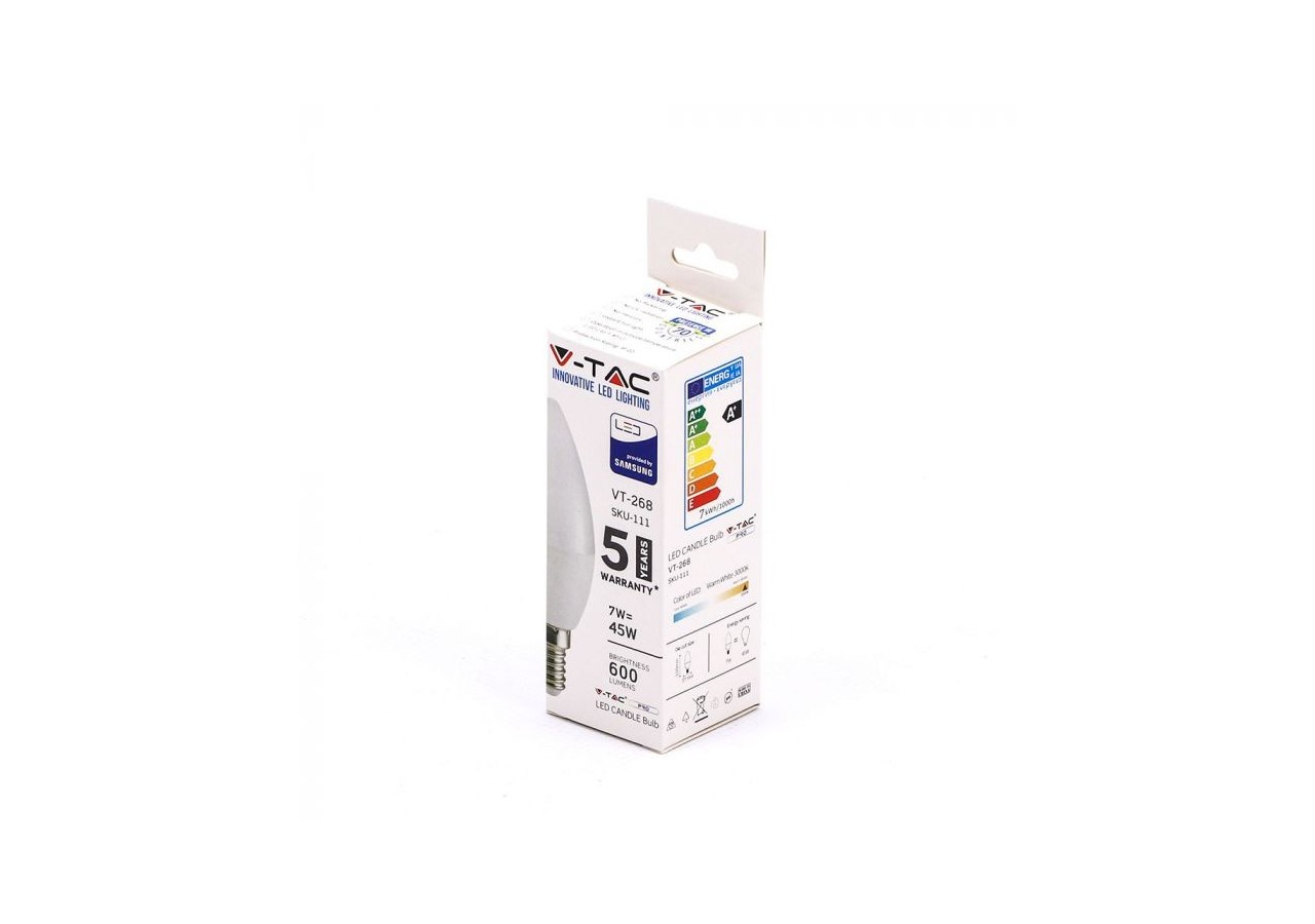 Ampoule LED - SAMSUNG CHIP 7W E14 Bougie Plastique 3000K