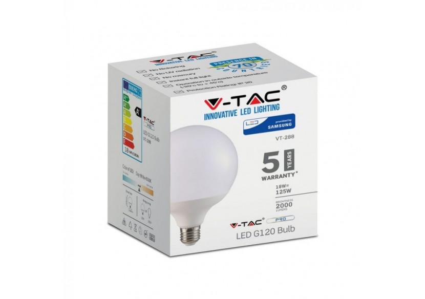 Ampoule LED - Puce SAMSUNG 18W E27 Plastique G120 6400K