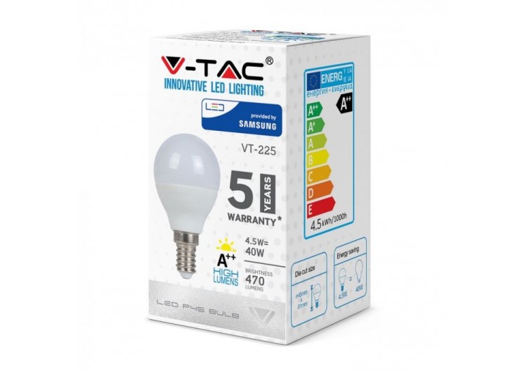 Ampoule LED - SAMSUNG CHIP 4,5W E14 A++ P45 Plastique Blanc Naturel