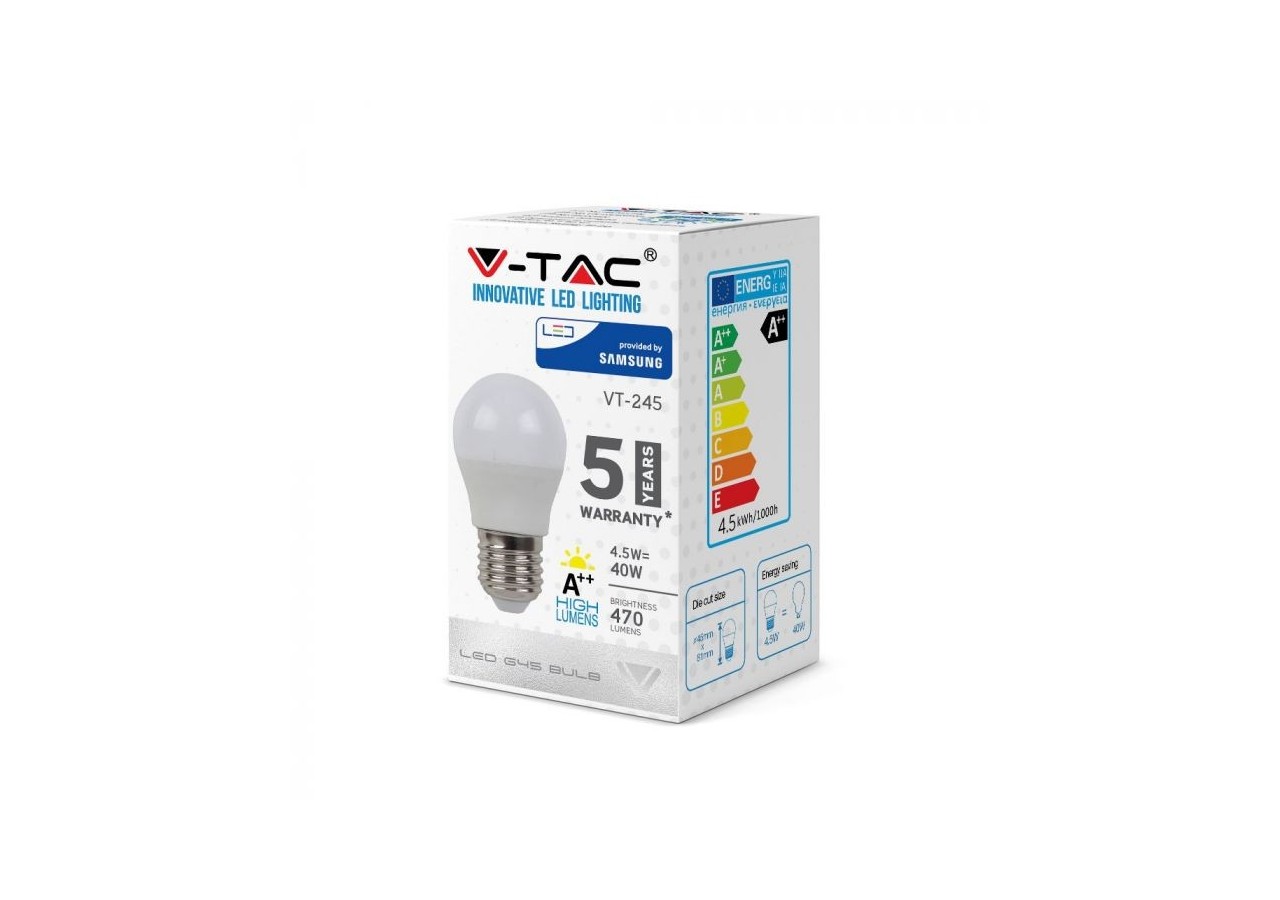 Ampoule LED - SAMSUNG CHIP 4,5W E27 A++ G45 Plastique Blanc Naturel