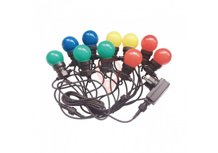 Guirlande lumineuse LED 5m. 10 ampoules UE RVBY de 0,5 W