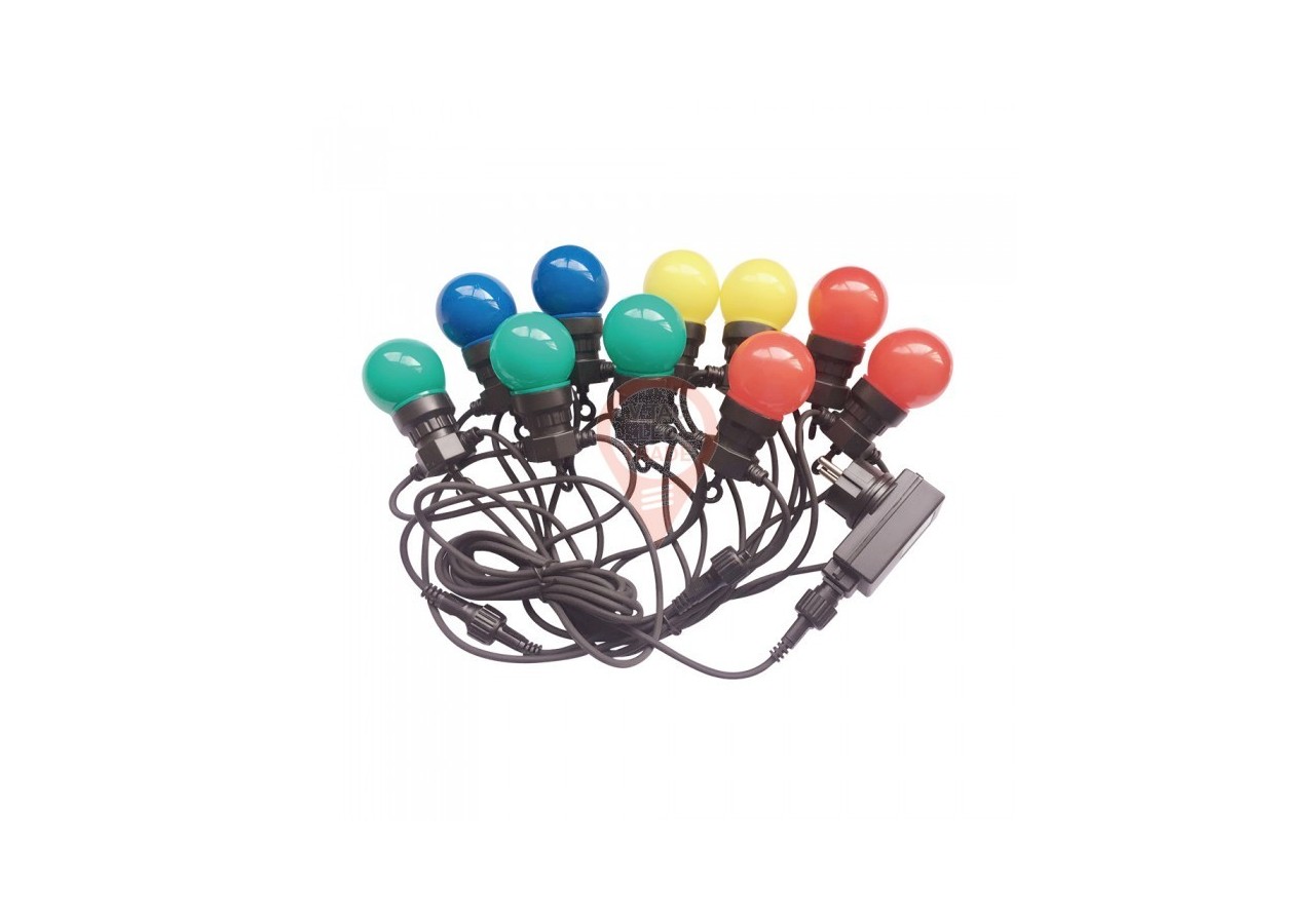 Guirlande lumineuse LED 5m. 10 ampoules UE RVBY de 0,5 W