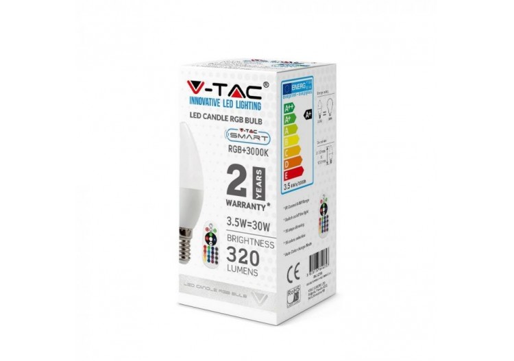 Ampoule LED - 3,5W E14 Bougie Gradation Luminosité Contrôle RF RVB + 6400K