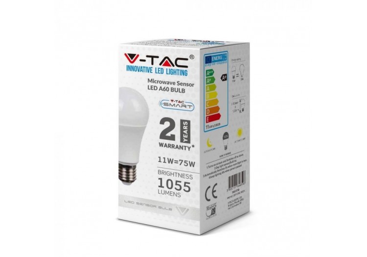 Ampoule LED - 11W E27 A60 RA80 Capteur Micro-onde 3000K